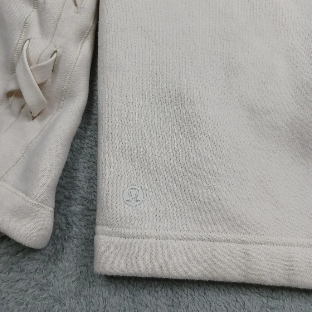 Lululemon Sweater Womens 6 Beige Braided Sleeve Pullover Fleece Casual Oversized
